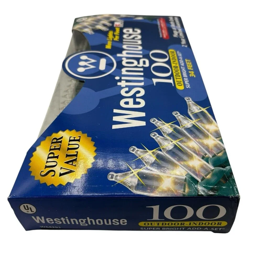 Westinghouse 100 Clear Mini Christmas Lights Outdoor Indoor 34 Ft Add A Set UL